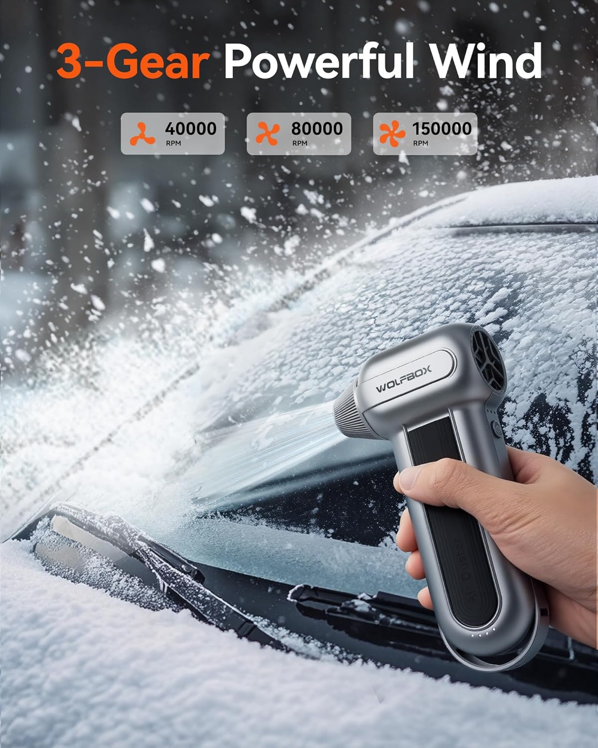 WOLFBOX MF100 Electric Air Duster-150000RPM Super Power Cordless Air Duster, Rechargeable Brushless Motor Durable Blower