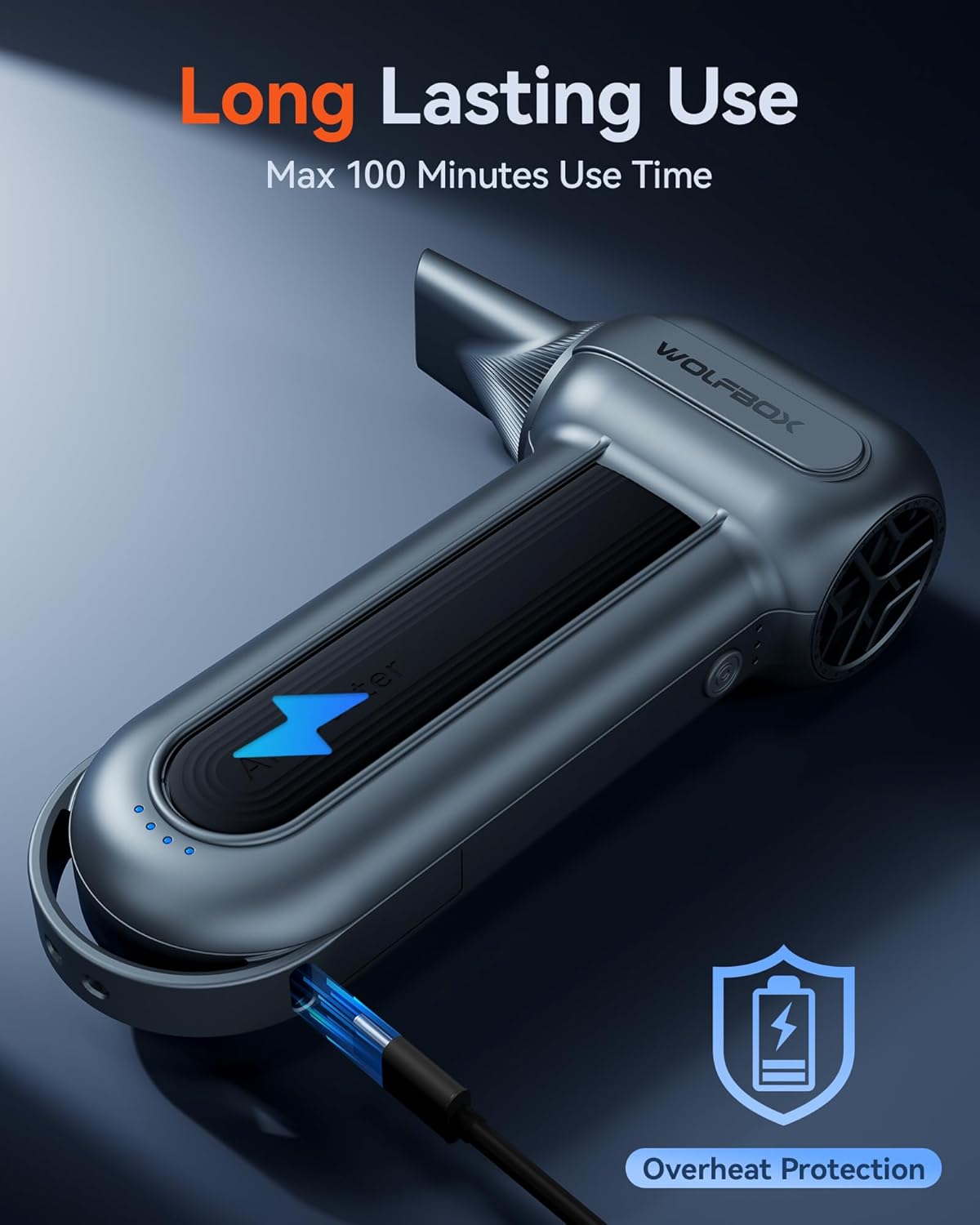 WOLFBOX MF100 Electric Air Duster-150000RPM Super Power Cordless Air Duster, Rechargeable Brushless Motor Durable Blower