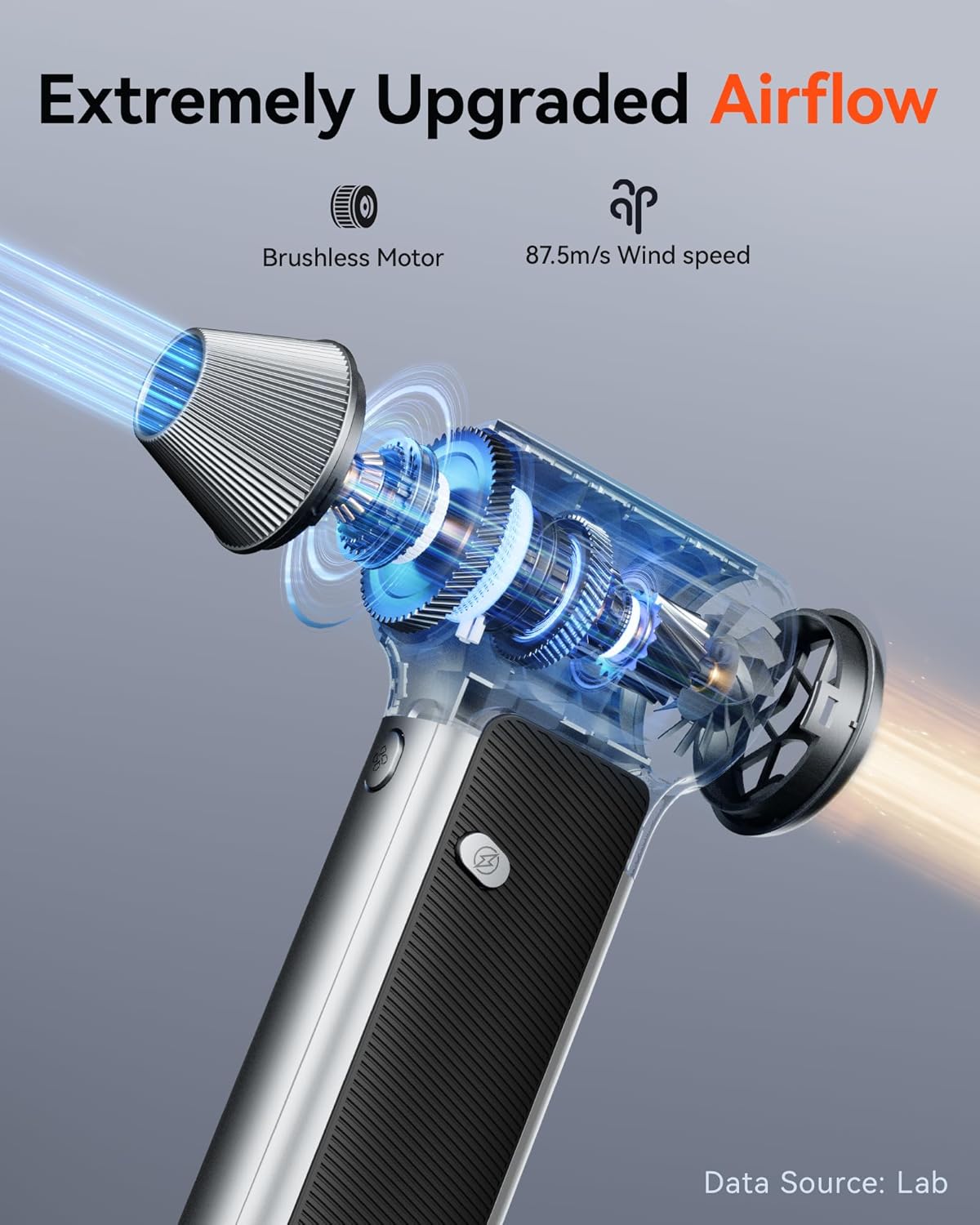WOLFBOX MF200 Compressed Air Duster with Removable Battery & 4 Nozzles, Cordless 3-Speed Adjustable Mini Blower for Computer Keyboard, Car Cleaning