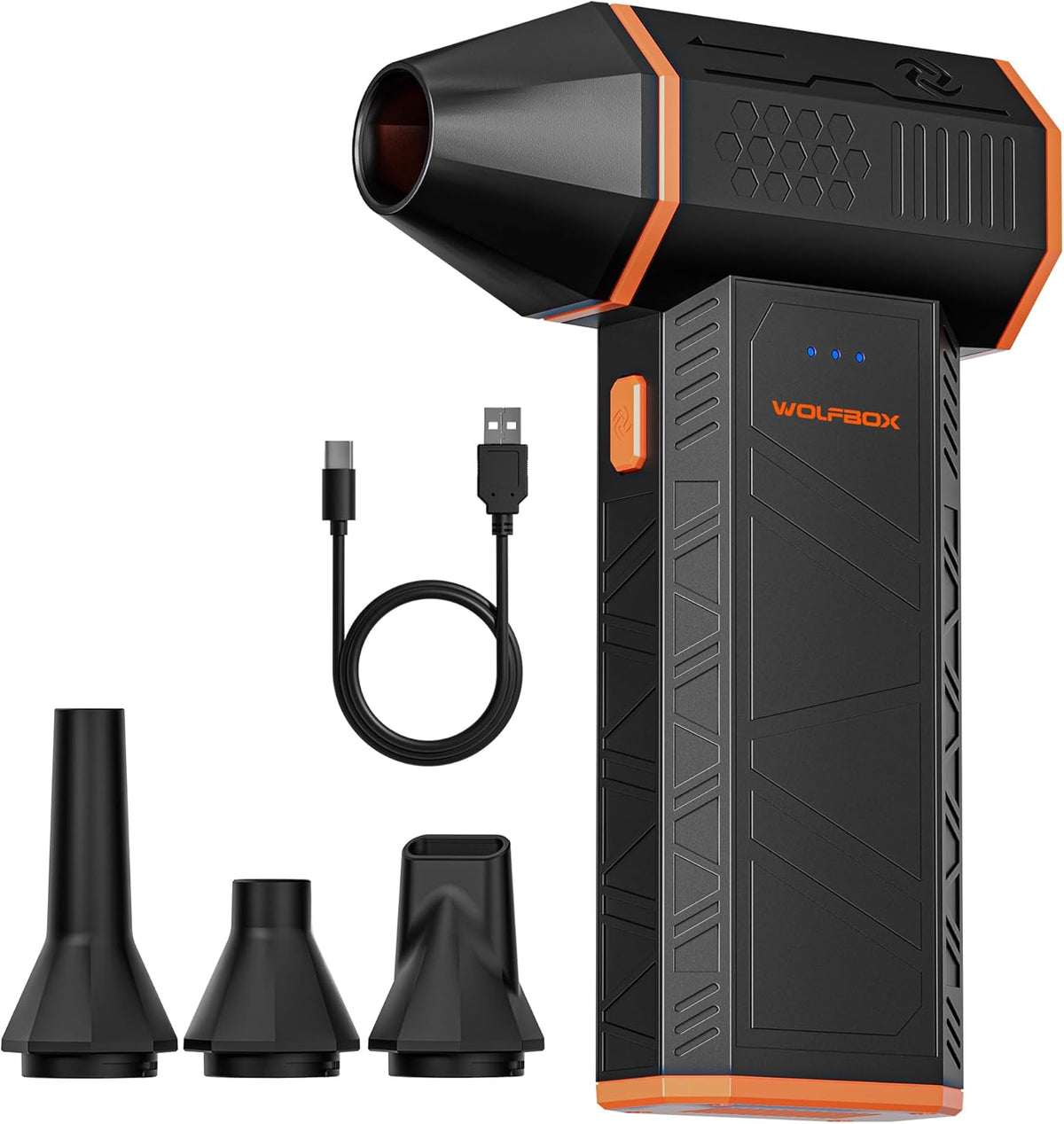 WOLFBOX MF50 Compressed Air Duster-110000RPM Super Power Electric Air Duster, 3-Gear Adjustable Mini Blower with Fast Charging