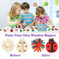 Worgree DIY Wooden Magnets, 36 pcs Wooden Art Craft Supplies Painting Kit for Kids Party Favors