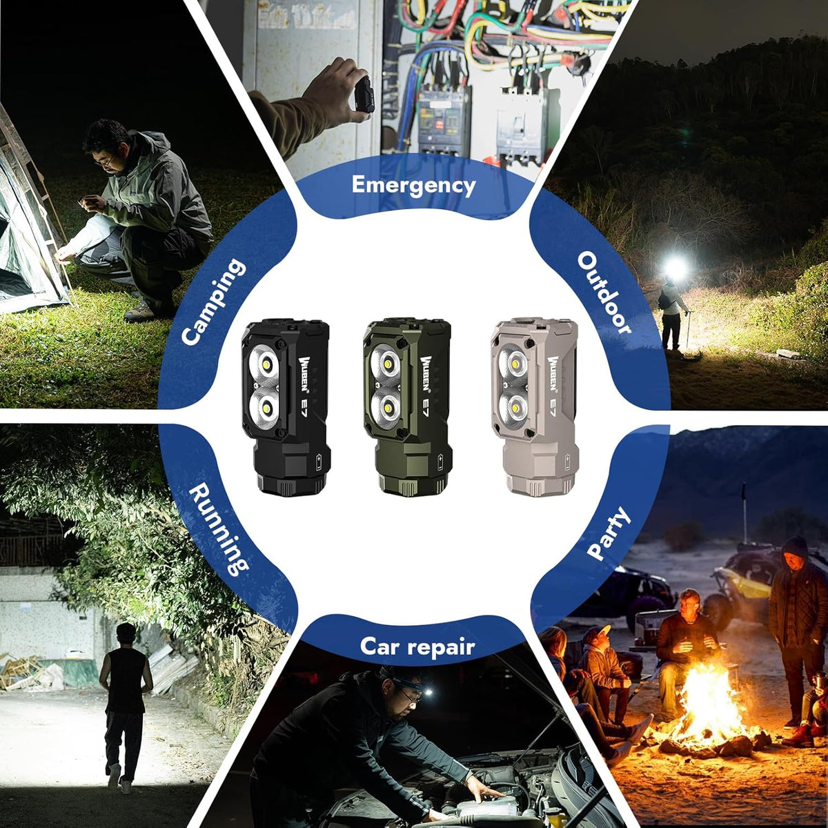 WUBEN E7 1800 Lumen Rechargeable Mini Flashlights with Magnet - Super Bright 6 Modes EDC Flashlight, Typ-C Rechargeable LED, IP68 Pocket Flashlight