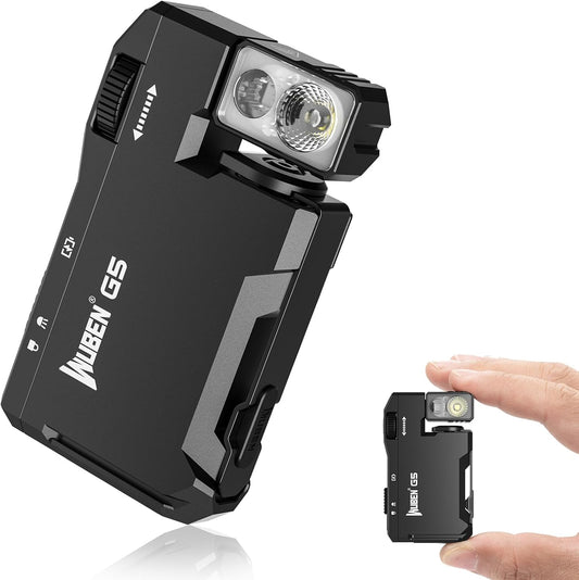 WUBEN G5 Rechargeable EDC Flashlight, 400 Lumens Dual Light Sources Mini Flashlight with RGB Light, Portable Flat Pocket Flashlights (Black)