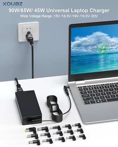 XOUBZ 90W Universal Laptop Charger Compatible with HP Lenovo Dell Acer Asus Toshiba IBM Fujitsu Notebook Ultrabook Chromebook Computer Charger AC
