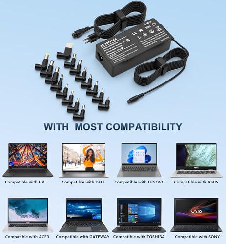 XOUBZ 90W Universal Laptop Charger Compatible with HP Lenovo Dell Acer Asus Toshiba IBM Fujitsu Notebook Ultrabook Chromebook Computer Charger AC