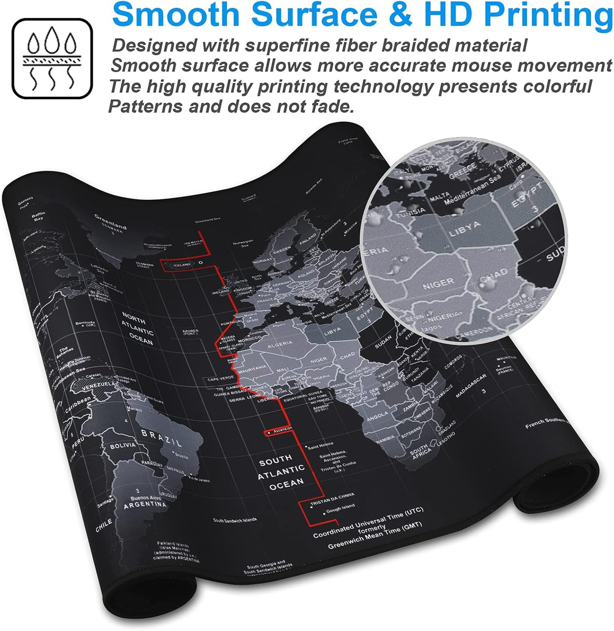 XXL Professional Large Mouse Pad & Computer Game Mouse Mat (35.4x15.7x0.1IN, Map) (90 * 40 Map)