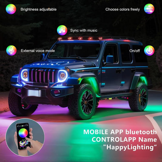Rock Lights for Trucks, 10 Pods RGB LED Rock Lights with APP/Remote Control & Music Mode, High Bright Multilcolor Waterproof IP68 Rock Neon Light Kits