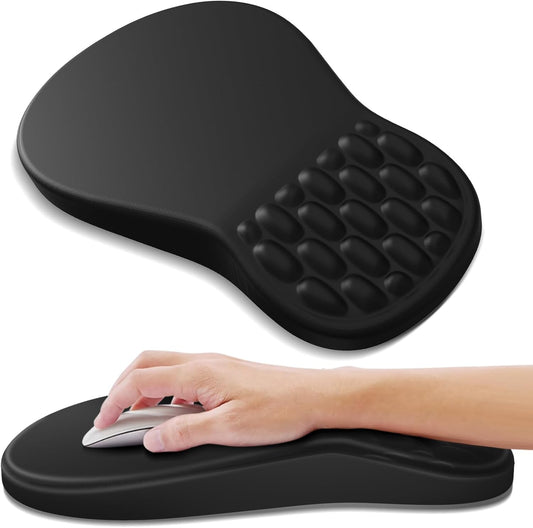YIWEI Ergonomic Mouse Pad with Wrist Support - Gel Memory Foam Mouse Mat for Computer Keyboard & Laptop - Non-Slip Base (Black)