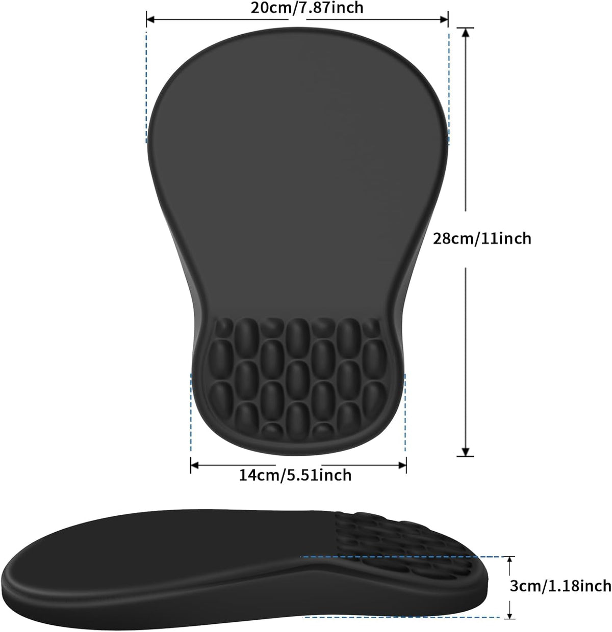 YIWEI Ergonomic Mouse Pad with Wrist Support - Gel Memory Foam Mouse Mat for Computer Keyboard & Laptop - Non-Slip Base (Black)