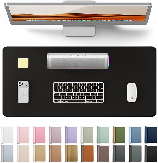 YSAGi Leather Office Desk Pad Protector, Large Mouse Pad, Non-Slip, PU Leather, Laptop Desk Blotter, Waterproof Writing Pad for Office and Home, Black