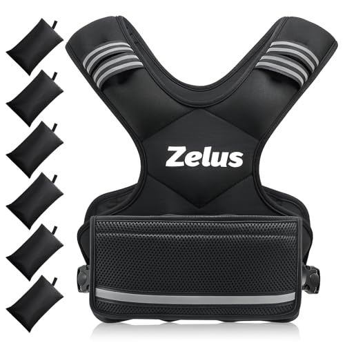 ZELUS Weighted Vest for Men and Women - 4-10lb/11-20lb/20-32lb Vest with 6 Ironsand Weights for Home Workouts