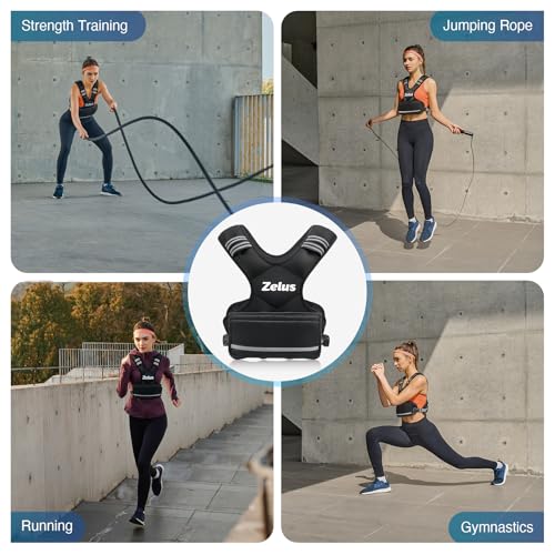 ZELUS Weighted Vest for Men and Women - 4-10lb/11-20lb/20-32lb Vest with 6 Ironsand Weights for Home Workouts