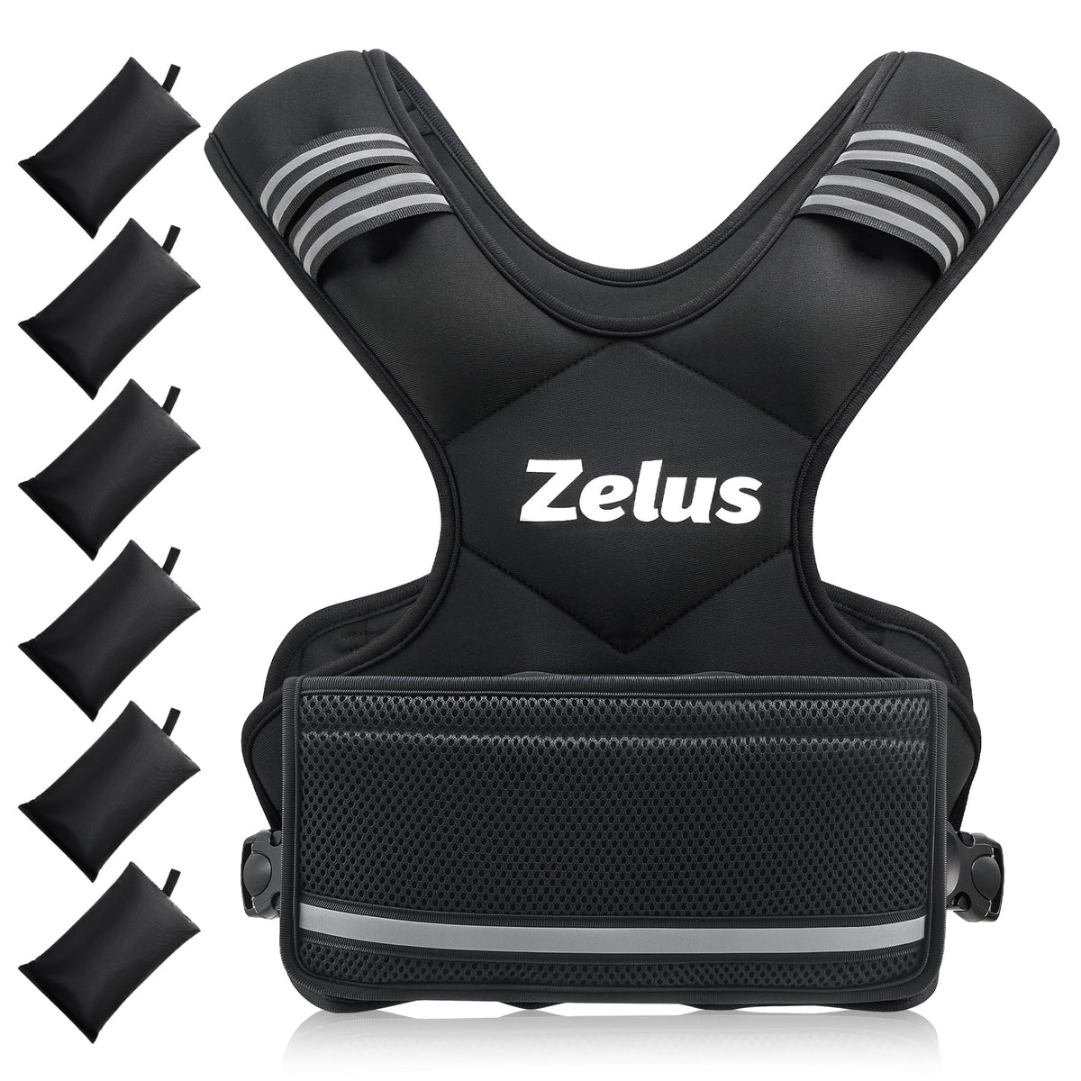 ZELUS Weighted Vest for Men and Women - 4-10lb/11-20lb/20-32lb Vest with 6 Ironsand Weights for Home Workouts