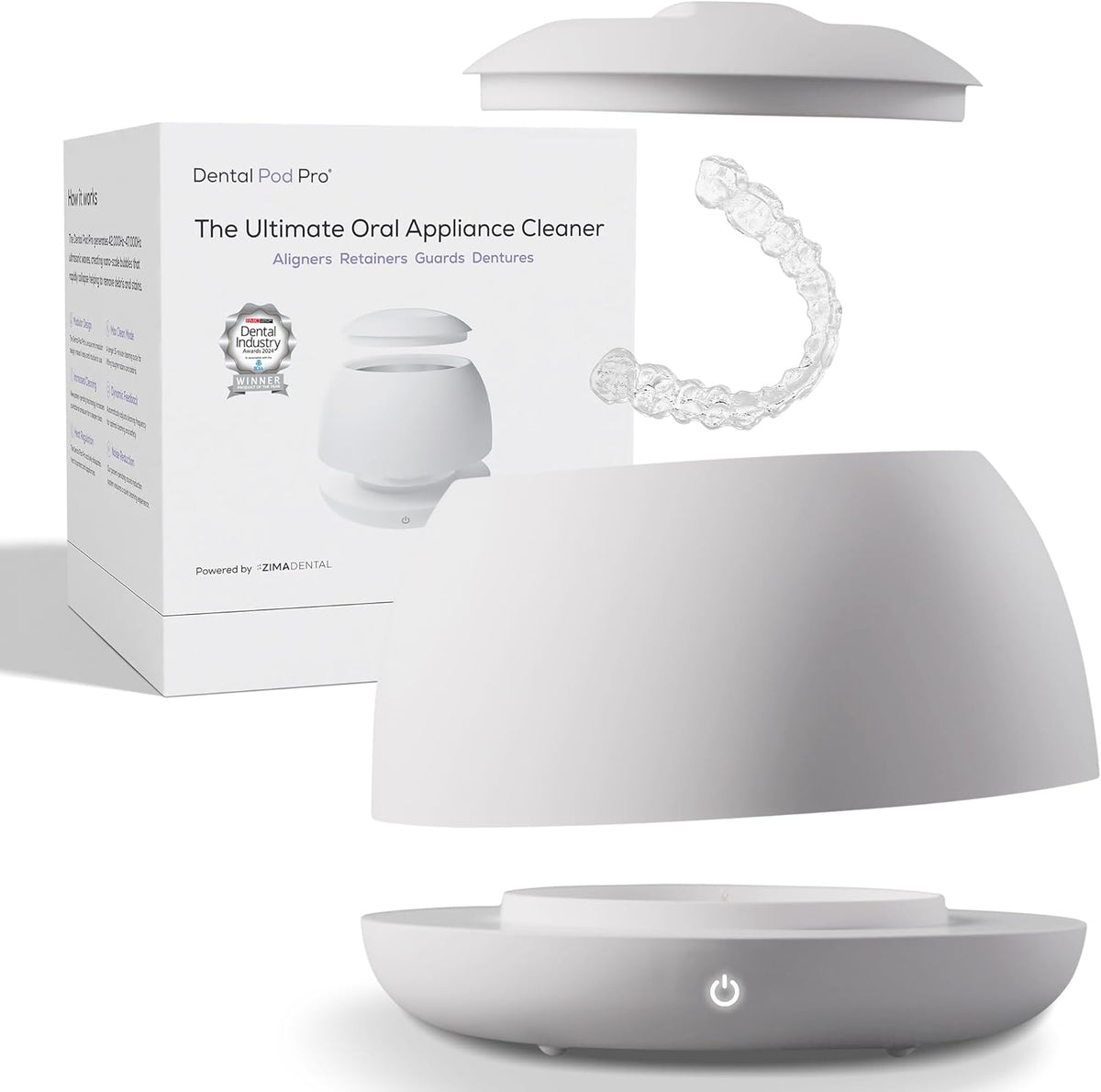 Zima Dental Pod PRO, New Ultrasonic Retainer Cleaner Machine. Aligner Cleaner, Nightguard Cleaner, Mouthguard Cleaner