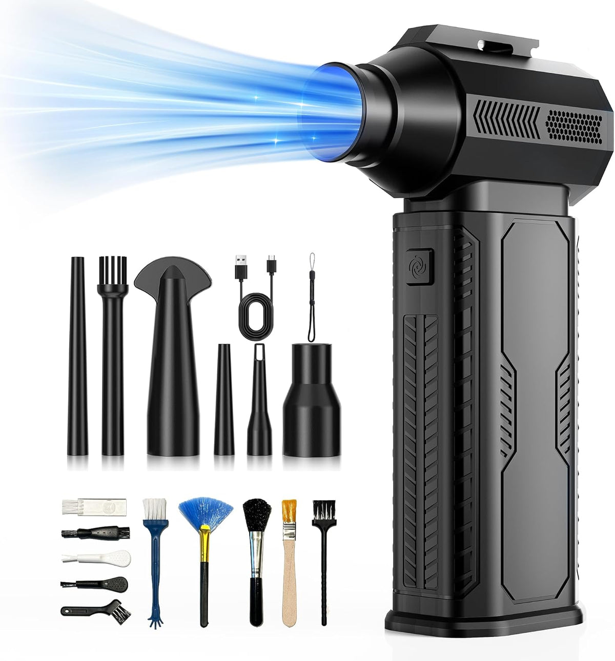 ZOAIVR Compressed Air Duster, 130,000RPM Ultra-Powerful Cordless Electric Air Duster with 8000mAh Rechargeable Battery, 4-Gear Adjustable Air Blower
