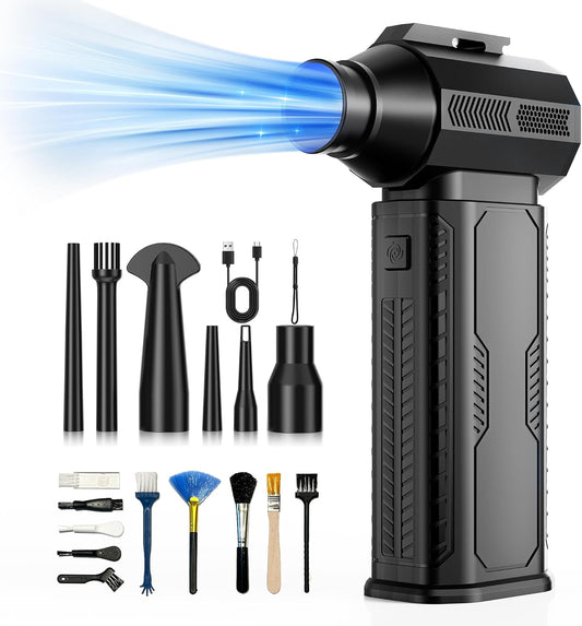 ZOAIVR Compressed Air Duster, 130,000RPM Ultra-Powerful Cordless Electric Air Duster with 8000mAh Rechargeable Battery, 4-Gear Adjustable Air Blower