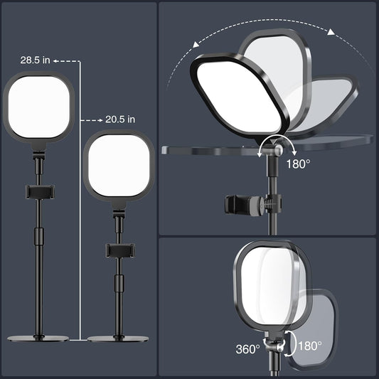 Zoom Lighting for Computer, Adjustable Desk Lighting for Video Calls, 30 Light Modes Video Conference Light, Desk Ring Light with Stand for Webcam