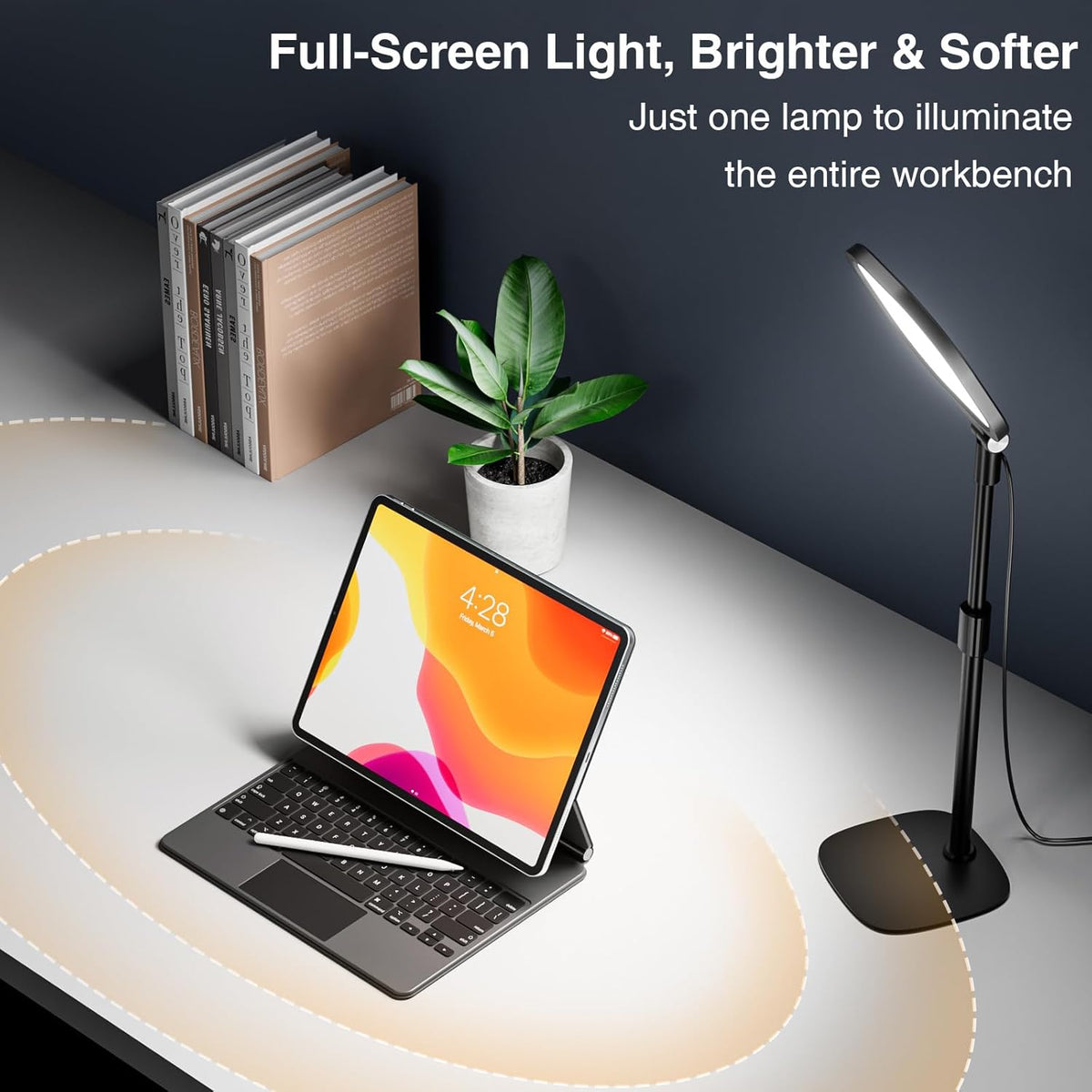 Zoom Lighting for Computer, Adjustable Desk Lighting for Video Calls, 30 Light Modes Video Conference Light, Desk Ring Light with Stand for Webcam