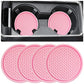 ZSDY Car Cup Coaster, 4PCS Universal Auto Non-Slip Cup Holder Embedded in Ornaments Silicone Coaster, Car Interior Accessories Sets, Pink